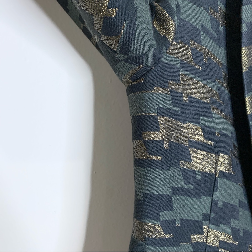 Smythe Anytime Blazer (Sz 6) Camo Jacquard Metallic Green Black Gold - Picture 11 of 16